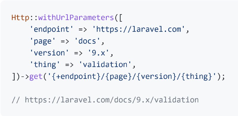 В следующей версии Laravel 9 появится возможность использовать URI-шаблоны в Http-клиенте.