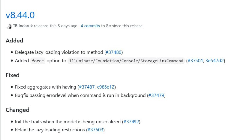 Релиз Laravel 8.44