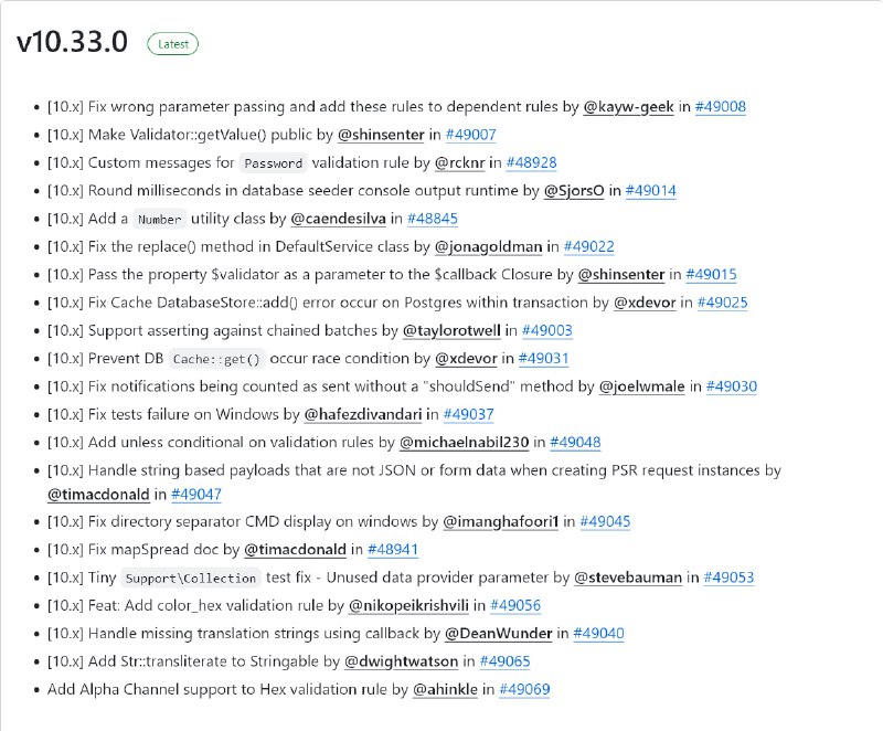 Релиз Laravel 10.33