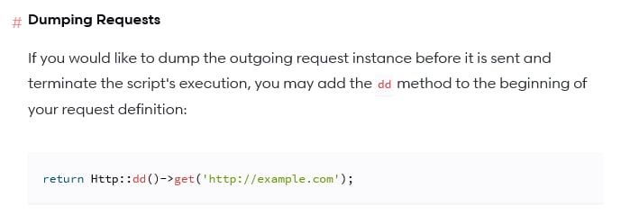 Новое в Laravel 8.32Дамп HTTP-запроса перед отправкой.