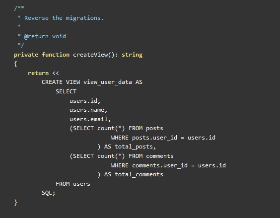 Использование Представлений (View) MySQL в Laravel